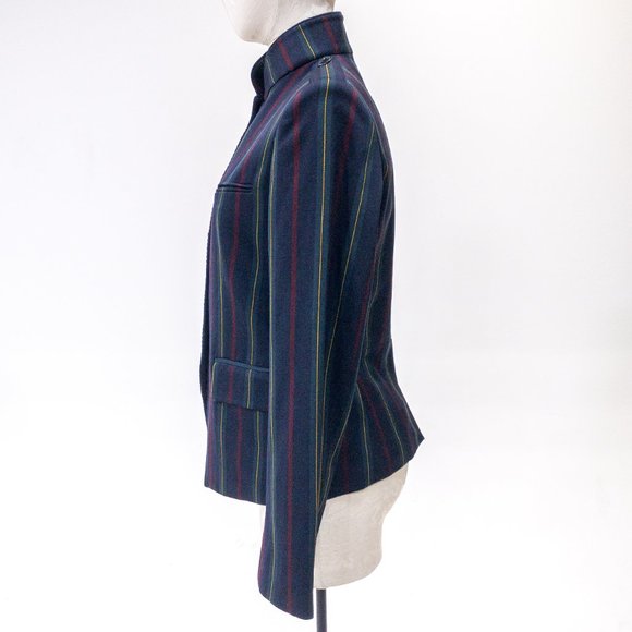 Shanghai Tang M Stripe Mandarin Blazer Jacket Navy - Picture 11 of 13